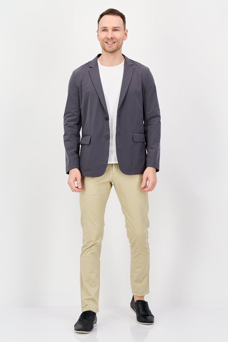 SELECTED بليزر كاجوال للرجال بأكمام طويلة وقصة عادية، رمادي داكن - Image 2